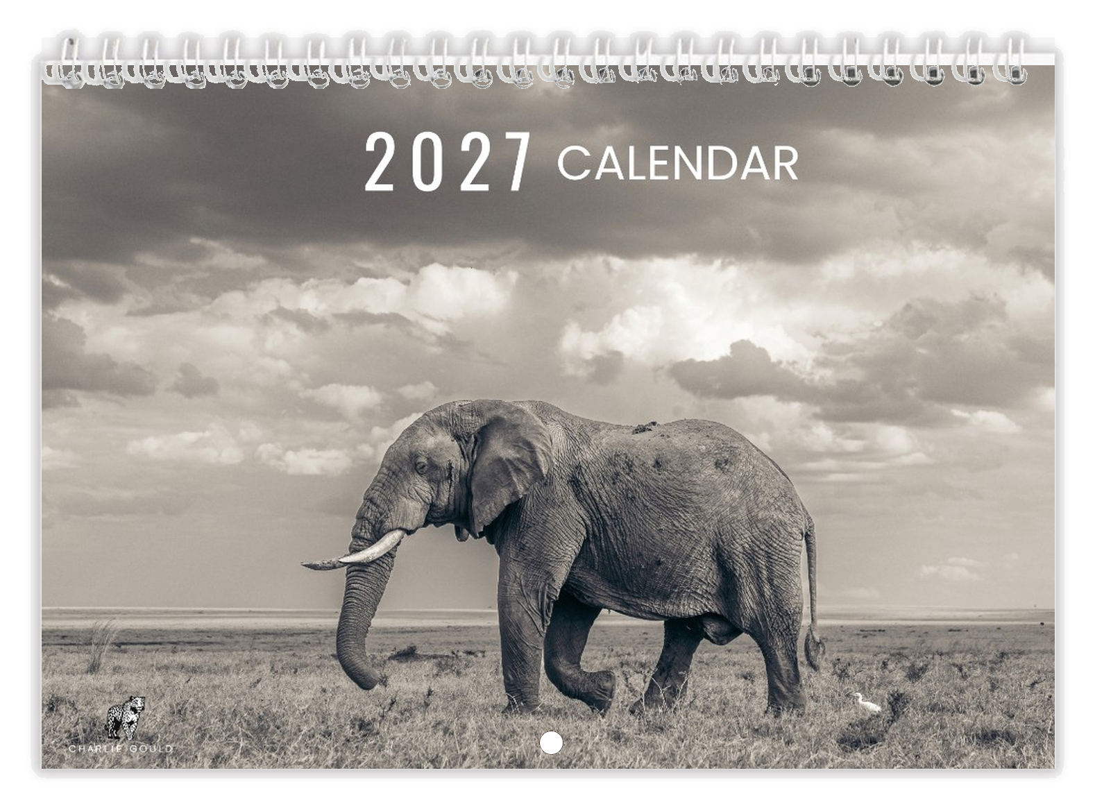 2027 black and white wildlife calendar cover
