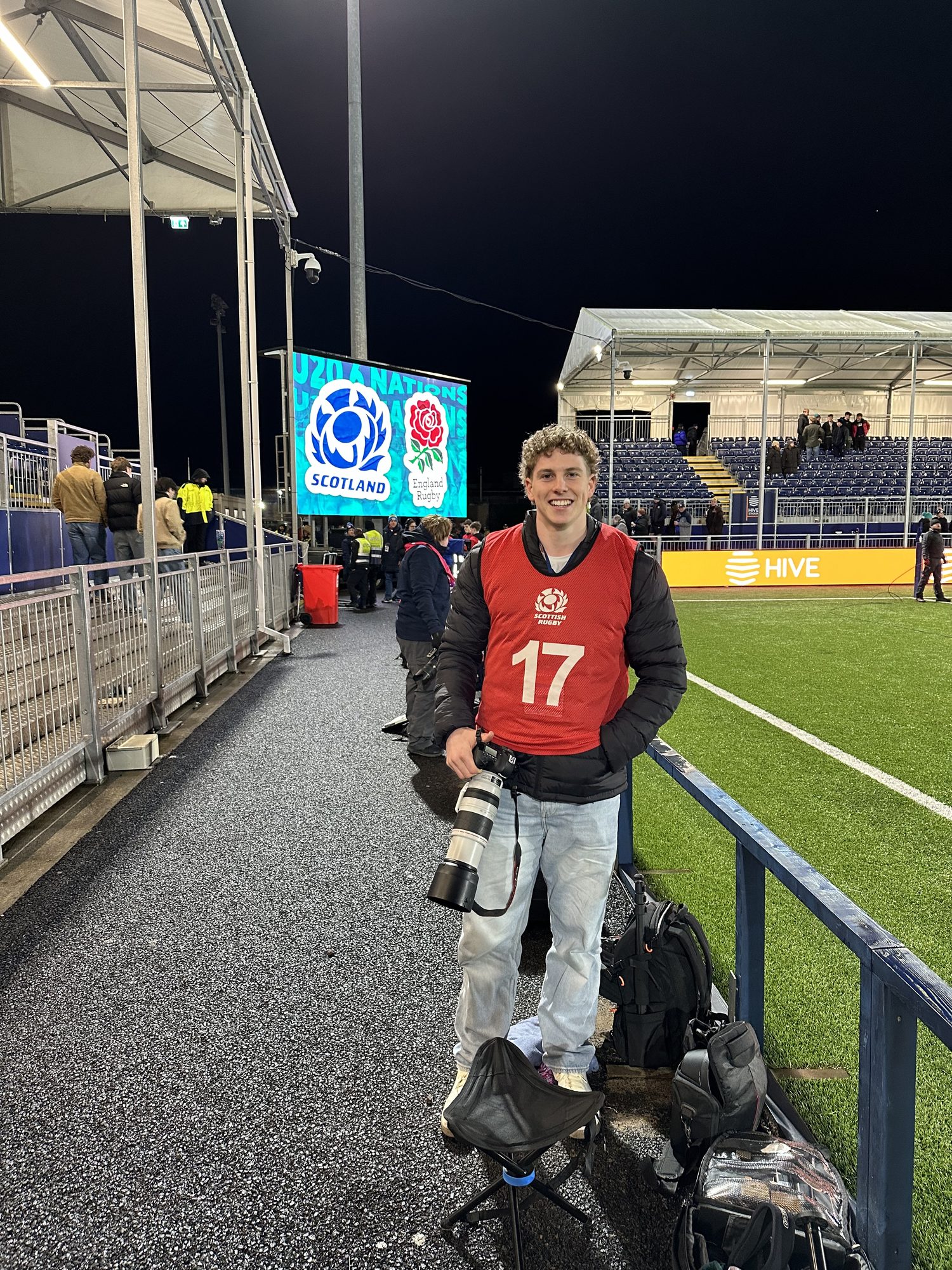 Charlie at his first accredited rugby match, England versus Scotland Under-20s